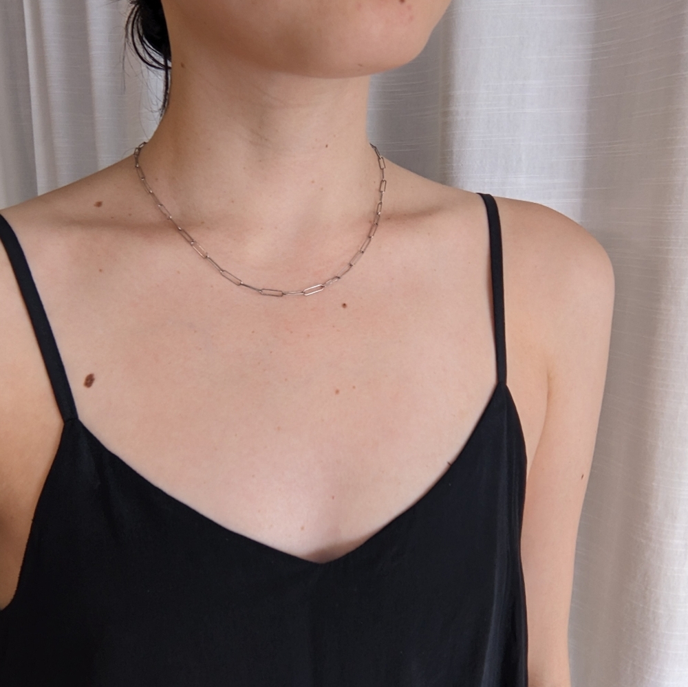Sterling silver paperclip necklace